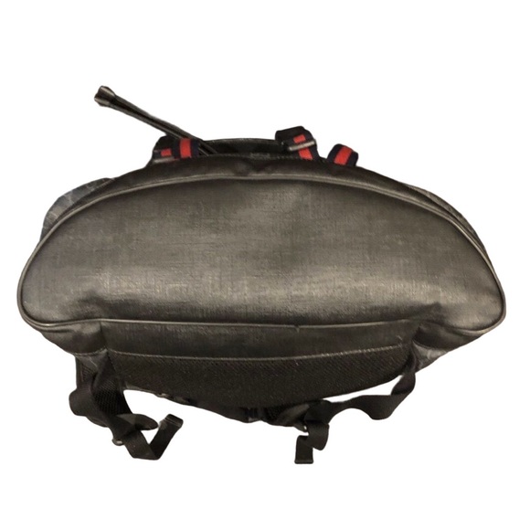 GUCCI GG Supreme Black Canvas Leather Double Navy Red Buckle Backpack w/ COA - Picture 12 of 17